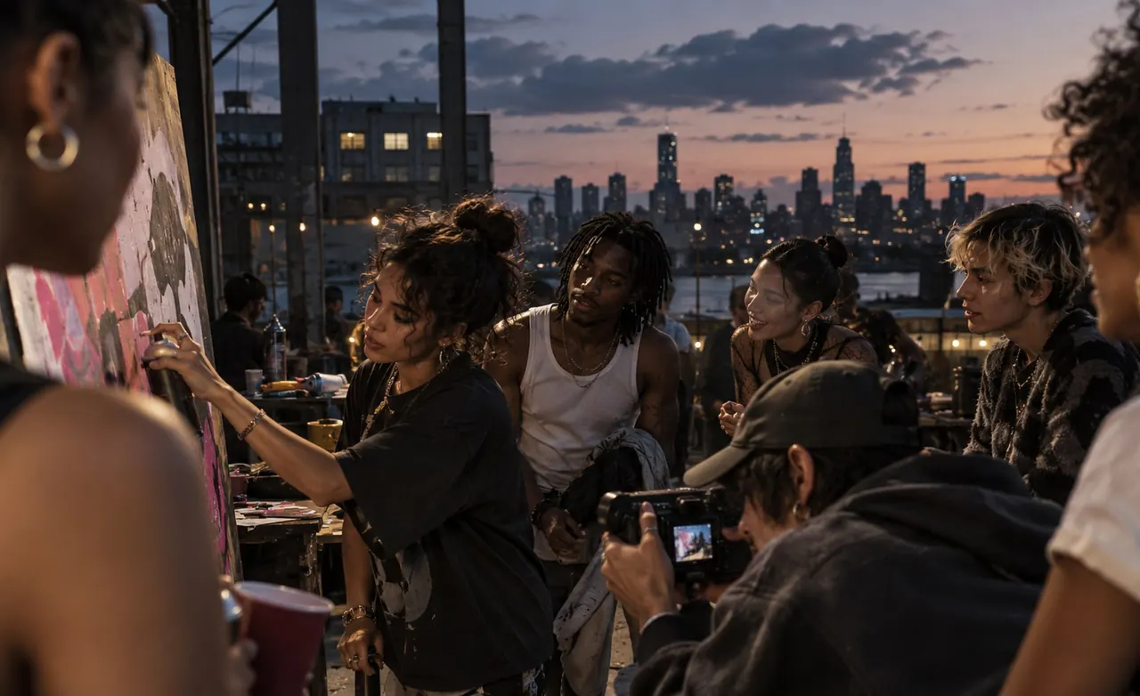 People in conversation after a cultural event